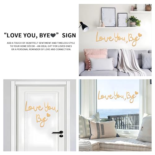 Large Gold Love You Bye Sign - Heartfelt Wall Decor for Entryway - Variation: Style 1-Gold