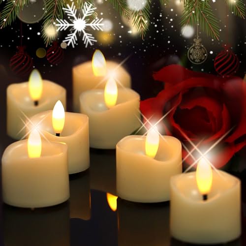 Ivory Flameless LED Tea Lights - Battery Operated Votive Candles 12 Pack
