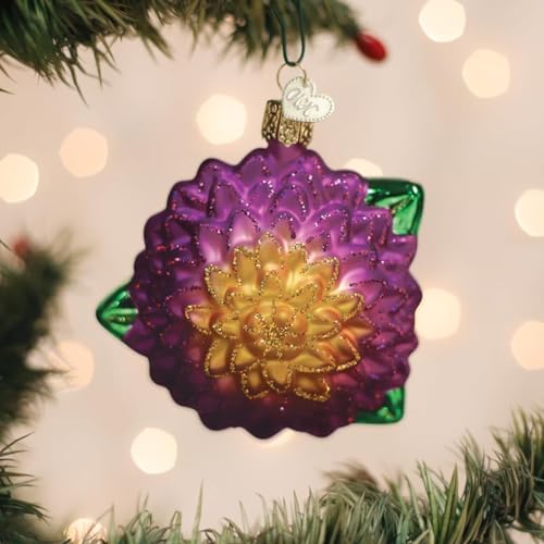 Dahlia Glass Ornament for Christmas Tree Handcrafted Holiday Decoration, Garden Collection