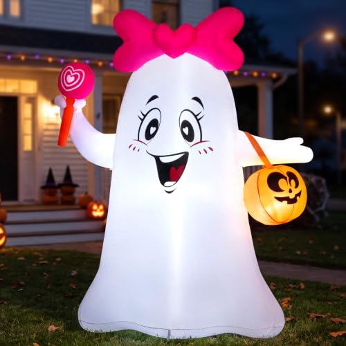 5FT Halloween Inflatable Ghost Decoration with LED Lights Outdoor Yard Decor