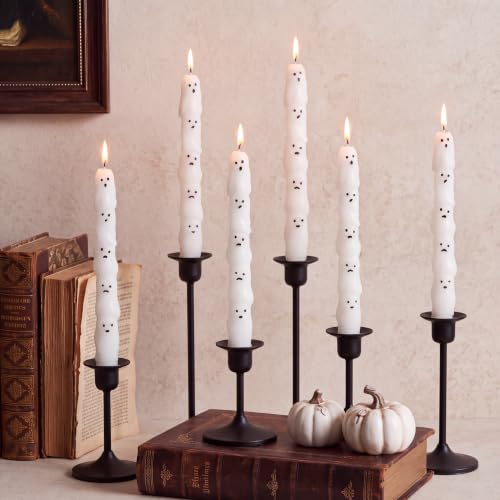 Halloween Ghost Candles Set of 6 - Spooky Table Decor & Long Burn Time