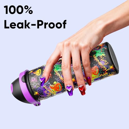 Insulated Stainless Steel Water Bottle with Straw - 24 oz, Ghost Party