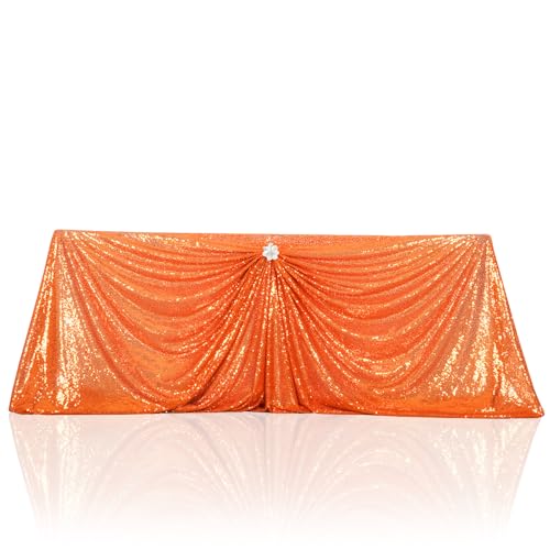 Orange Sequin Tablecloth 90x132 Inch Rectangular Holiday Party Decor - Variation: Orange/132" x 90"