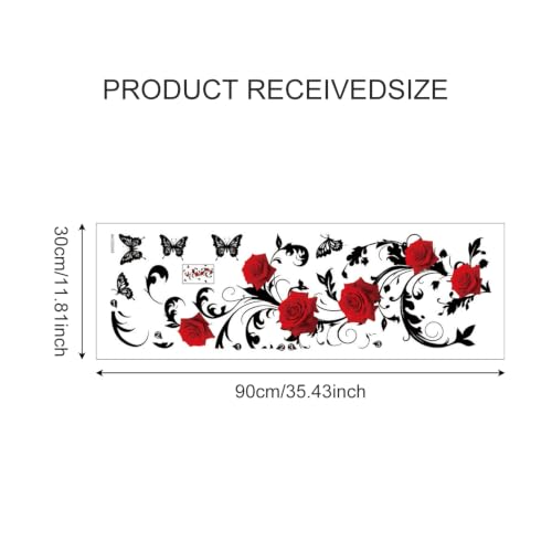 Red Rose Gothic Wall Decals Peel and Stick - Romantic Floral Vinyl Wall Art with Variation #49
