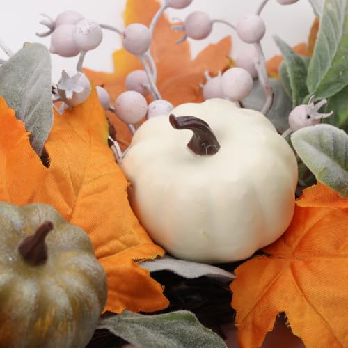 Artificial Fall Wreath 22 Inch Autumn Harvest Decor for Front Door and Wall
