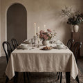 Rectangular Linen Tablecloth 60 x 132 Inches Natural Fete - Handcrafted