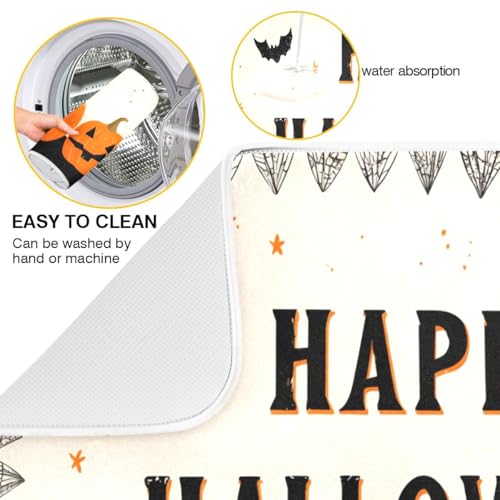 Halloween Pumpkin Witch Hat Dish Drying Mat 16x18 Absorbent Kitchen Protector - Halloween#03
