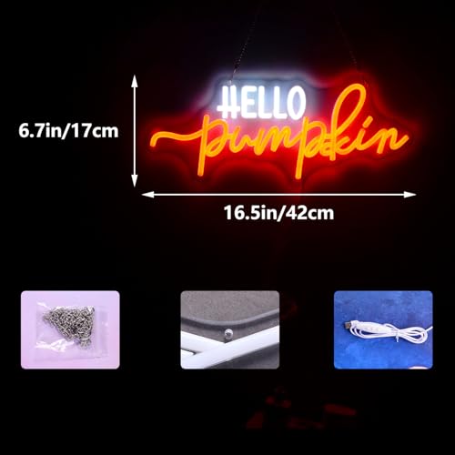 Hello Pumpkin Neon Light Sign Fall LED Wall Decor with Orange Glow - Variation of THIS listing