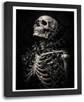 Skeleton Wall Art Canvas - Gothic Skeleton Skull Framed Decor 10x8