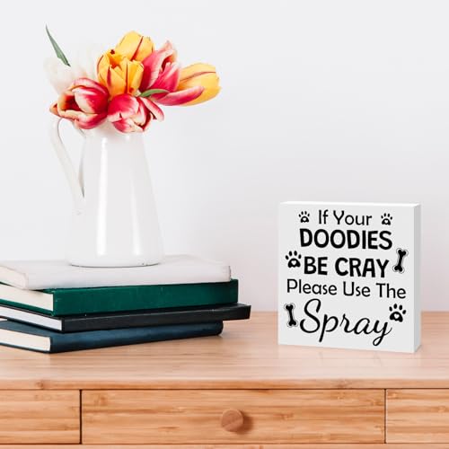 Funny Bathroom Decor Wooden Box Sign - Rustic Restroom Humor | Variation 004