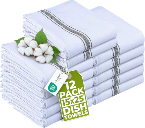 Utopia Towels Black Kitchen Dish Towels 12 Pack - 15x25 Inch Cotton