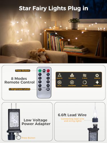 80FT 240 LED Star String Lights - Silver Wire, Waterproof, Remote Control