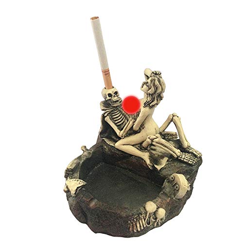 Skull Cigar Ashtray Halloween Decor Large Resin Stand for Indoor Outdoor Use