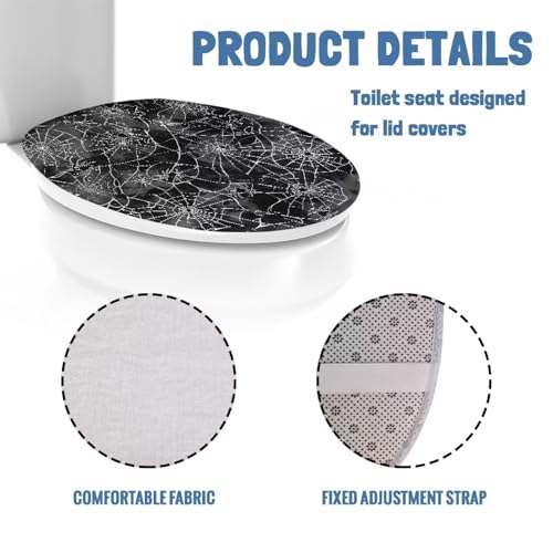 Spider Web Toilet Seat Cover Halloween Bathroom Decor - Elastic Fit, Machine Washable