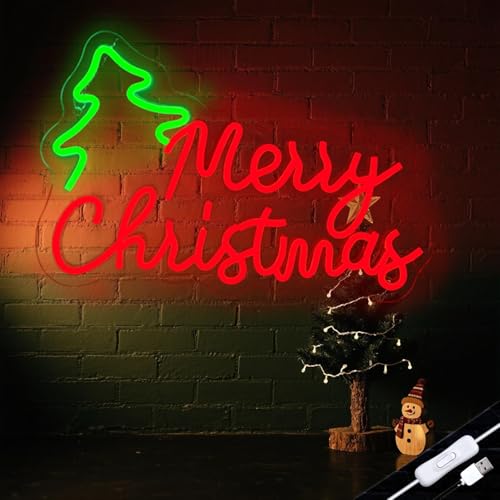 Red Neon Sign - Christmas Neon Wall Decor, LED Indoor Light, USB Powered