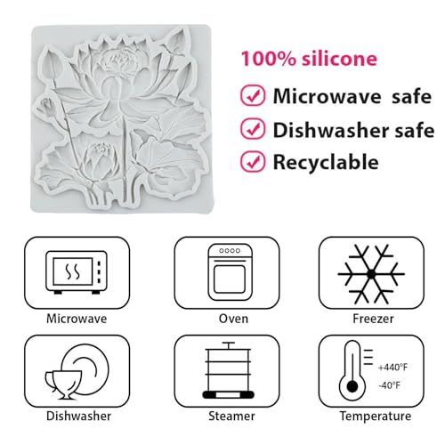Frog & Lotus Flower Silicone Mold Set - Cake Decorating & Craft Supplies - Style C