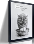 Cute 10x8 Inch Cat Bath Painting Wall Art - Kitten Decor for Bathroom & Bedroom