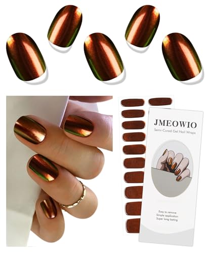 Semi Cured Gel Nail Art Stickers - Glitter Dark Red, 20 Strips