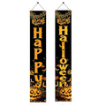 Halloween Porch Banner Set - Pumpkins and Bats Welcome Yard Decor, 2 Pack