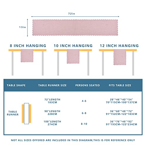 Pink Cotton Table Runner 13x72 Inches Farmhouse Scallop Style - Winotic