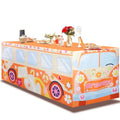 Orange Groovy Bus Tablecloth - 72x30 Inches for 60s & 70s Boho Party Decorations