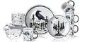 Halloween Gothic Dinnerware Set - Ceramic 16 Pcs Serve 4 Guests - Pickmesh