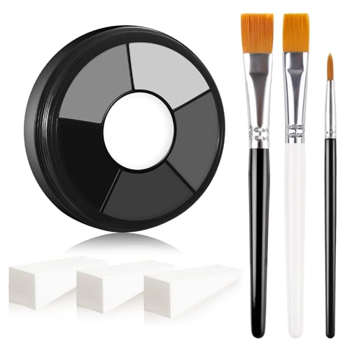 Skeleton Makeup Kit - Face & Body Paint Palette with 3 Brushes & Sponges - 09 Grey
