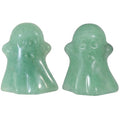 Mini Green Aventurine Crystal Ghost Figurine Set for Halloween Decor - 2 Pieces