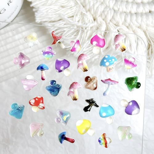 Cute Mushroom Nail Charms 3D Resin Nail Art Decorations - Mushroom Variation