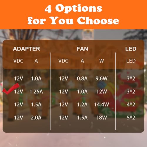 Inflatable Fan Replacement 12V 1.0A with LED Lights & Adapter for Halloween Christmas Decorations - Variation of 12V/1.0A