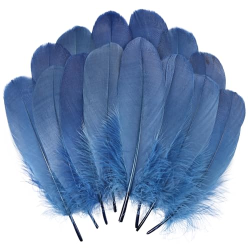 Natural Navy Goose Feathers Bulk 120pcs 6-8 inch for Crafts Weddings Party