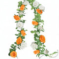 GREENTIME 2-Pack Orange White Flower Garland - 6.5Ft Rose Vine Decor