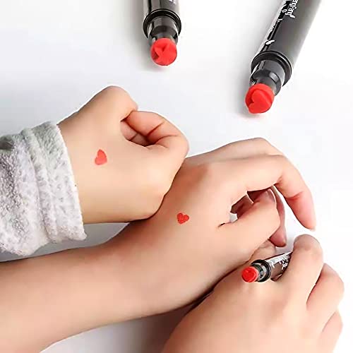 Heart Stamp Liquid Eyeliner Set - Red Waterproof Double-Side Makeup Pen - Halloween & Daily Eye Makeup