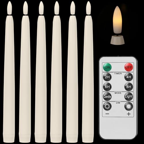 Battery Operated Flameless Taper Candles Set - Remote, Timer, Dimmer, Ivory, 11 Inch