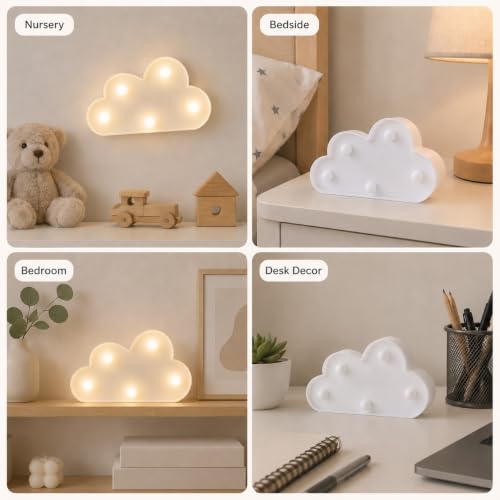 6 Pcs LED Cloud Night Lights - Cloud-Shaped Wall Hangable Lamps - Warm White