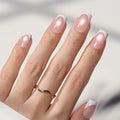 Beetles French Tip Press On Nails Short Squoval Cat Eye Nails Kit - Glassy Blush Variation 05