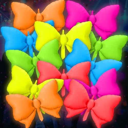 Butterfly Glow in The Dark Neon Balloons 12 Pcs for Party Decorations