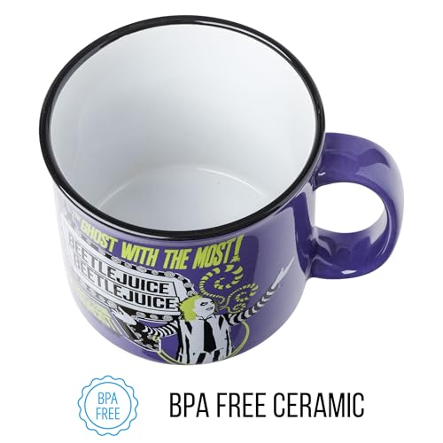 Beetlejuice Ghost Ceramic Camper Mug 20oz - Officially Licensed Coffee Cup