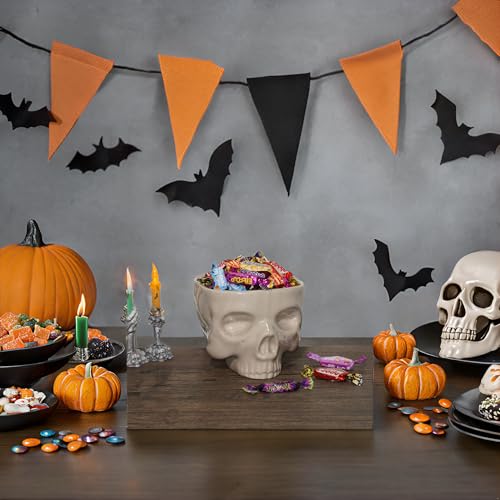 Ceramic Skull Bowls Set - Halloween Decor & Gothic Dining, 50 OZ & 12 OZ
