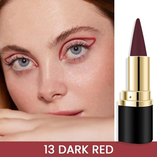 evpct 2-Pack Waterproof Gel Eye Liners - Red & Dark Red, Smudge Proof, Liquid & Crayon Eyeliner Set