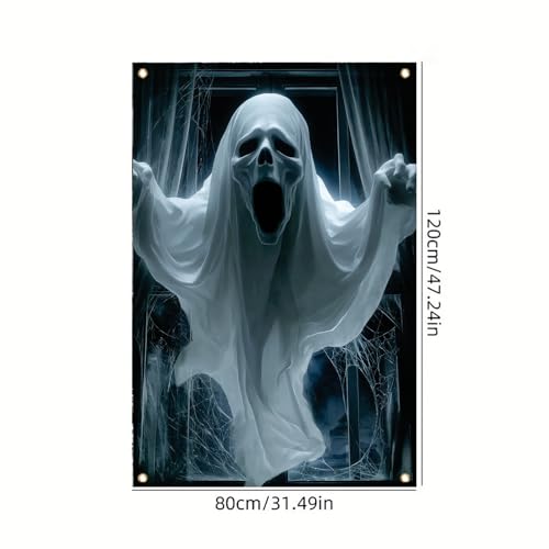 Halloween Ghost Window Cover 47x31 Inch Haunted House Decor Spooky Scene