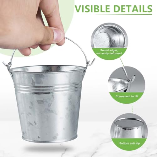8 Pack Galvanized Metal Buckets with Handle - 5 x 3.5 Inch Rustic Plant, Party, Storage