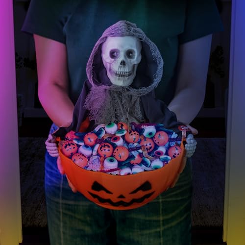 Animated Grim Reaper Halloween Candy Bowl with Sound & Movement - Black
