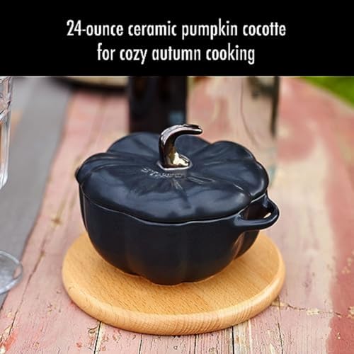 Petite Ceramic Pumpkin Dish - 0.75 Qt Oven & Stove Safe Matte Black