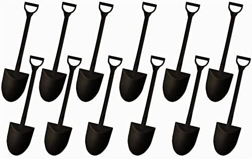 Mini Shovel Shape Disposable Plastic Dessert Spoons Black 60 Pack - Cute Party Utensils