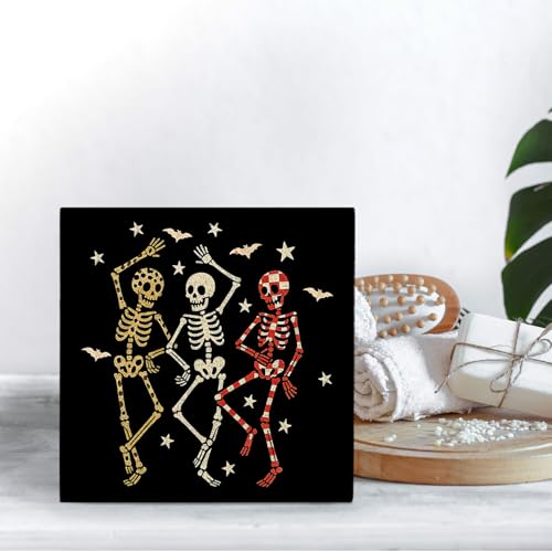 Halloween Skeleton Wooden Sign - Spooky Desk Decor for Home & Office