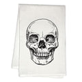 White Skull Halloween Kitchen Towel - Spooky Hand Tea Towel, 28" Cotton