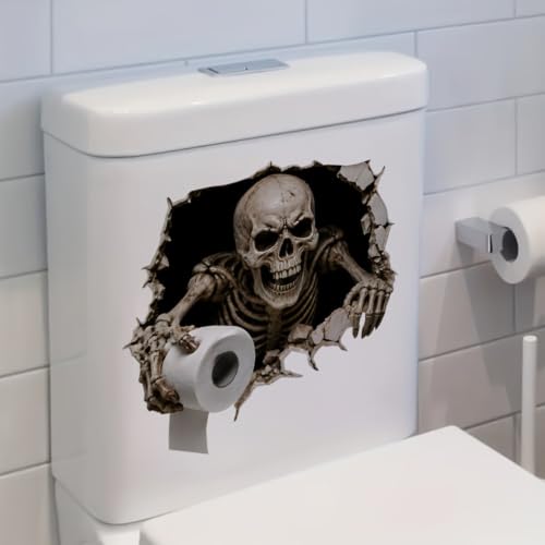 Halloween Toilet Lid Stickers 3D Skeleton Wall Decals - Halloween-3