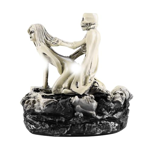 Halloween Skeleton Skull Resin Ashtray with Lid - Spooky Skull Pot Decor - Style 2