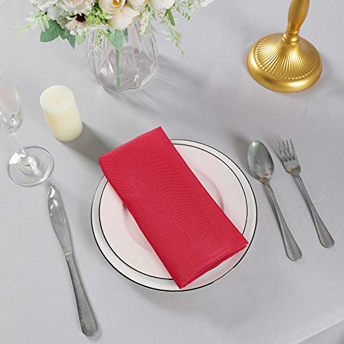 Red Cloth Napkins 17x17 Inch Washable Polyester Dinner Napkins - 100PCS, Elegant Tableware for Wedding & Events